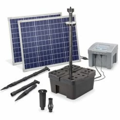 ESOTEC Solar Teichfilter Set 100/2600 + Akku LED Solarpumpe Filter Gartenteich 101062