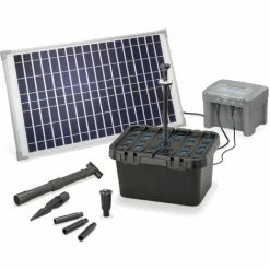 ESOTEC Solar Teichfilter Set 25/650 + Akku LED Solarpumpe Filter Gartenteich 101064